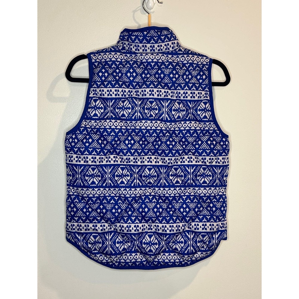 J.Crew Black Label Blue Nordic Vest White Winter Detail Size Medium Preppy - Picture 5 of 9